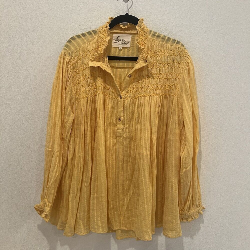 Layerz Clothing Oh My Stars Hazel Top in Marigold Buttered Yellow Size L Boho